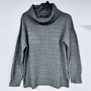 Chadwicks of Boston Cowl Neck Gray Rhinestone Studded Sweater Size M  EUC!